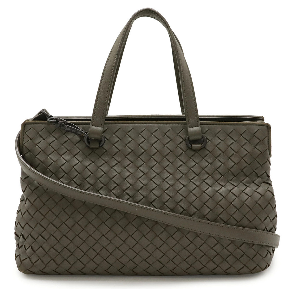 BOTTEGA VENETA Intrecciato 2way Shoulder Bag Leather Khaki Green